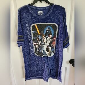 Star Wars Luke Sky Walker Heather Blue Black Print Tee Shirt Men's Size X-Large